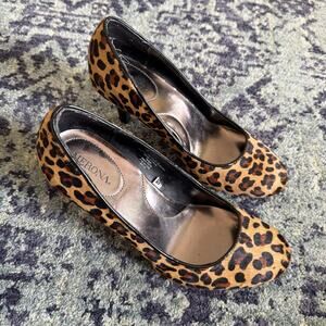 Y2K Merona Cheetah Leather Upper High Heels Sz 8 Party Club Going Out Summer